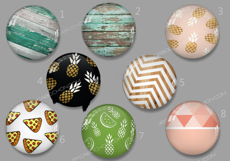 Handmade Round Photo Glass Cabachon geometric 478