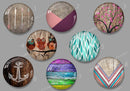 Handmade Round Photo Glass Cabachon geometric stripe 485