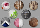Handmade Round Photo Glass Cabachon geometric stripe 486