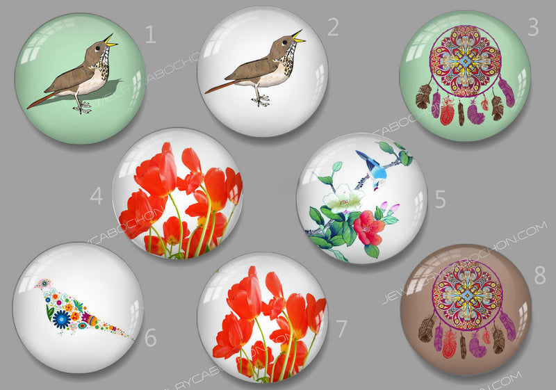Handmade Round Photo Glass Cabachon 522