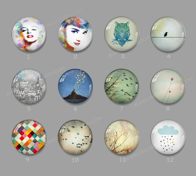Handmade Round Photo Glass Cabachon 580