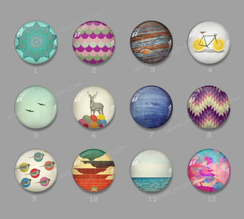 Handmade Round Photo Glass Cabachon 584