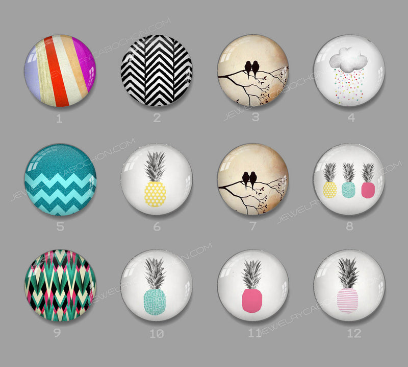 Handmade Round Photo Glass Cabachon geometric 592