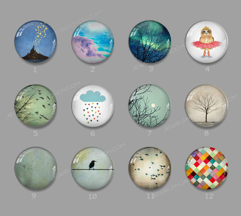 Handmade Round Photo Glass Cabachon 604