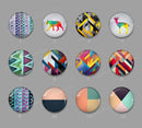 Handmade Round Photo Glass cabachon geometric stripe 614