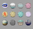 Handmade Round Photo Glass cabachon geometric stripe 621