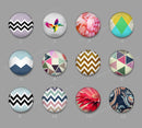 Handmade Round Photo Glass cabachon geometric stripe 623