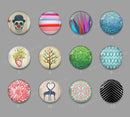 Handmade Round Photo Glass cabachon geometric stripe 637