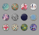Handmade Round Photo Glass cabachon geometric 655