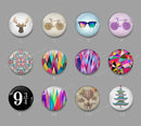 Handmade Round Photo Glass cabachon geometric 656