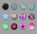 Handmade Round Photo Glass cabachon geometric 664