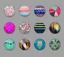 Handmade Round Photo Glass cabachon geometric 670
