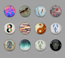 Handmade Round Photo Glass cabachon geometric 675