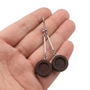 10pcs Stainless Steel wood 12mm Earrings Blanks,wood Earrings Base Settings