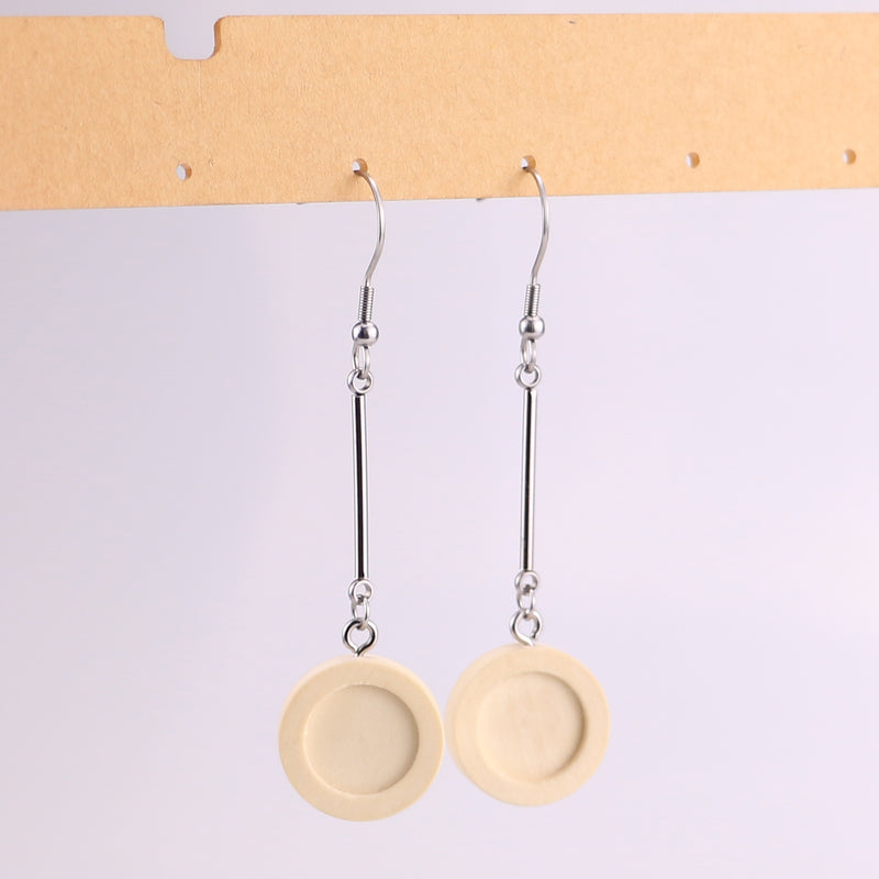 10pcs Stainless Steel wood 12mm Earrings Blanks,wood Earrings Base Settings