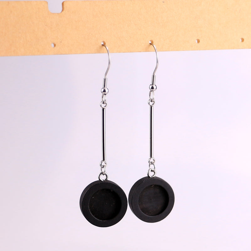 10pcs Stainless Steel wood 12mm Earrings Blanks,wood Earrings Base Settings