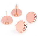 50pcs 10mm / 12mm / 14mm / 16mm Brass Earring Posts With Round Lace Pad, Lace earrings