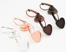 20pcs 12mm / 15mm French Earwires Hook With Heart Pad Brass Earring Bezel Setting Earring Blanks Earrings Base