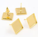 20pcs square Brass 12mm Earrings Blanks,Earrings Settings Base,Earrings trays