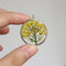 1pcs yellow pressed flower jewelry, pressed flower pendant necklace, Real dried flower jewelry wholesale