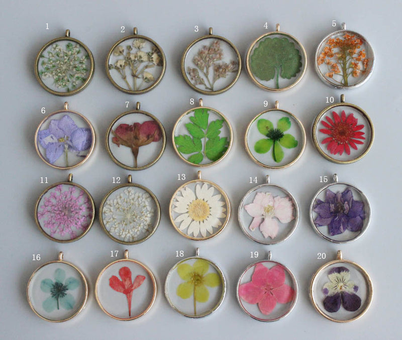 1pcs Handmade Pressed flower jewelry, pressed flower pendant necklace, Real dried flower jewelry wholesale