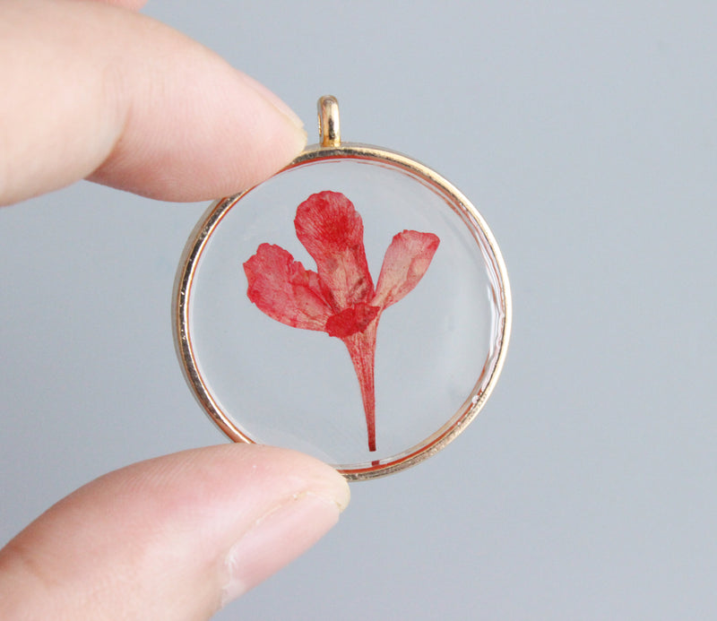 1pcs Handmade pressed flower pendant necklace, Real dried flower jewelry