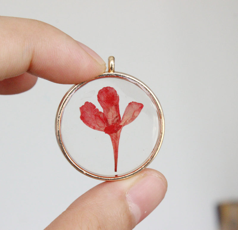 1pcs Handmade pressed flower pendant necklace, Real dried flower jewelry