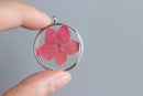 1pcs Handmade Pink pressed flower jewelry, pressed flower pendant necklace, Real dried flower jewelry