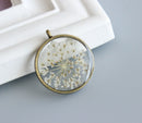 1pcs Handmade White lace flower Resin jewelry, pressed flower pendant necklace,Real dried flower jewelry