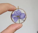 1pcs Handmade Purple Pressed flower jewelry, pressed flower pendant necklace,Real dried flower jewelry