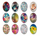 Handmade oval Photo Glass Cabochons plant flower 36