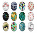 Handmade oval Photo Glass Cabochons plant flower 37