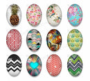 Handmade oval Photo Glass Cabochons geometric flower 40
