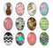 Handmade oval Photo Glass Cabochons geometric flower 40