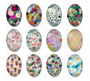Handmade oval Photo Glass Cabochons geometric flower 44
