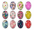 Handmade oval Photo Glass Cabochons geometric flower 45