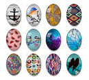 Handmade oval Photo Glass Cabochons geometric 49