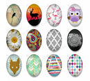 Handmade oval Photo Glass Cabochons geometric 52