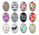 Handmade oval Photo Glass Cabochons geometric 56