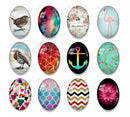 Handmade oval Photo Glass Cabochons geometric 58