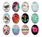 Handmade oval Photo Glass Cabochons geometric 58
