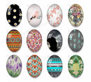 Handmade oval Photo Glass Cabochons geometric flower 59
