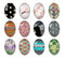 Handmade oval Photo Glass Cabochons geometric flower 59