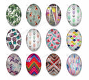 Handmade oval Photo Glass Cabochons geometric flower 60