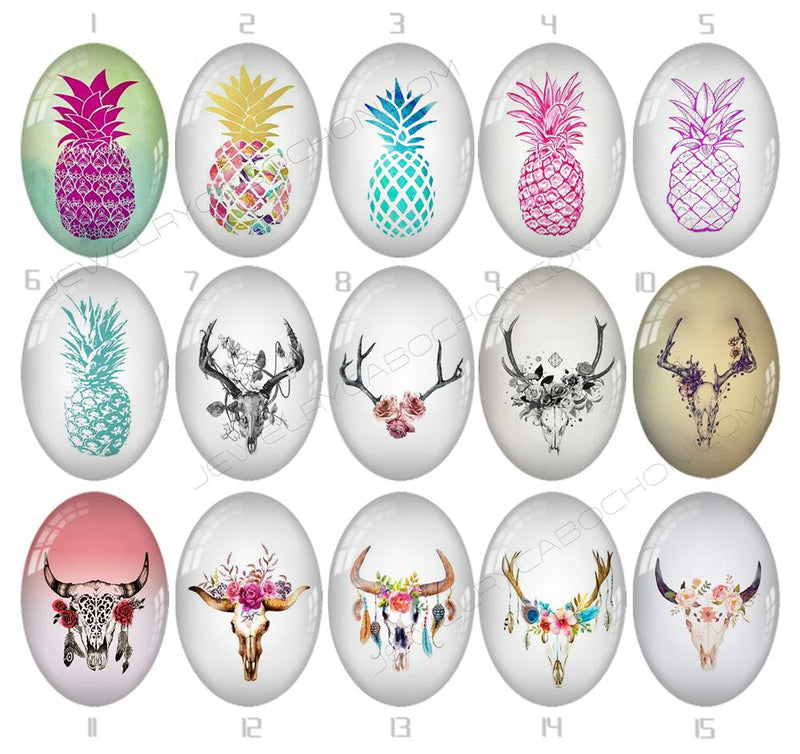 Handmade oval Photo Glass Cabochons Deer head 707