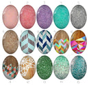 Handmade oval Photo Glass Cabochons geometric Glitter 713