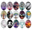Handmade oval Photo Glass Cabochons tree 732