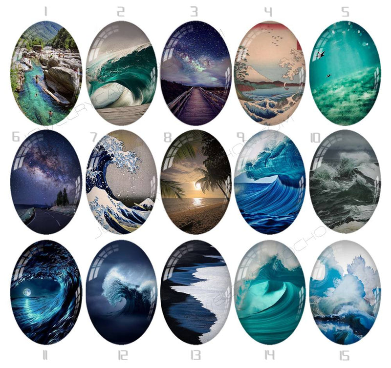 Handmade oval Photo Glass Cabochons spray 735