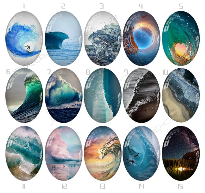 Handmade oval Photo Glass Cabochons spray 736