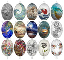 Handmade oval Photo Glass Cabochons spray 738